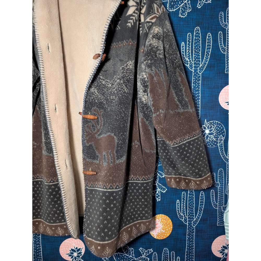 Vintage Denali Fleece Graphic Print Hooded Reversible Jacket Multicolor XL - Picture 4 of 12